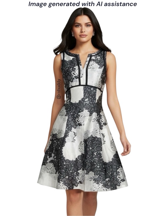 ANTONIO MELANI Dresses & Skirts - Antonio Melani size 12 black silver grey fit & flare jacquard dress
